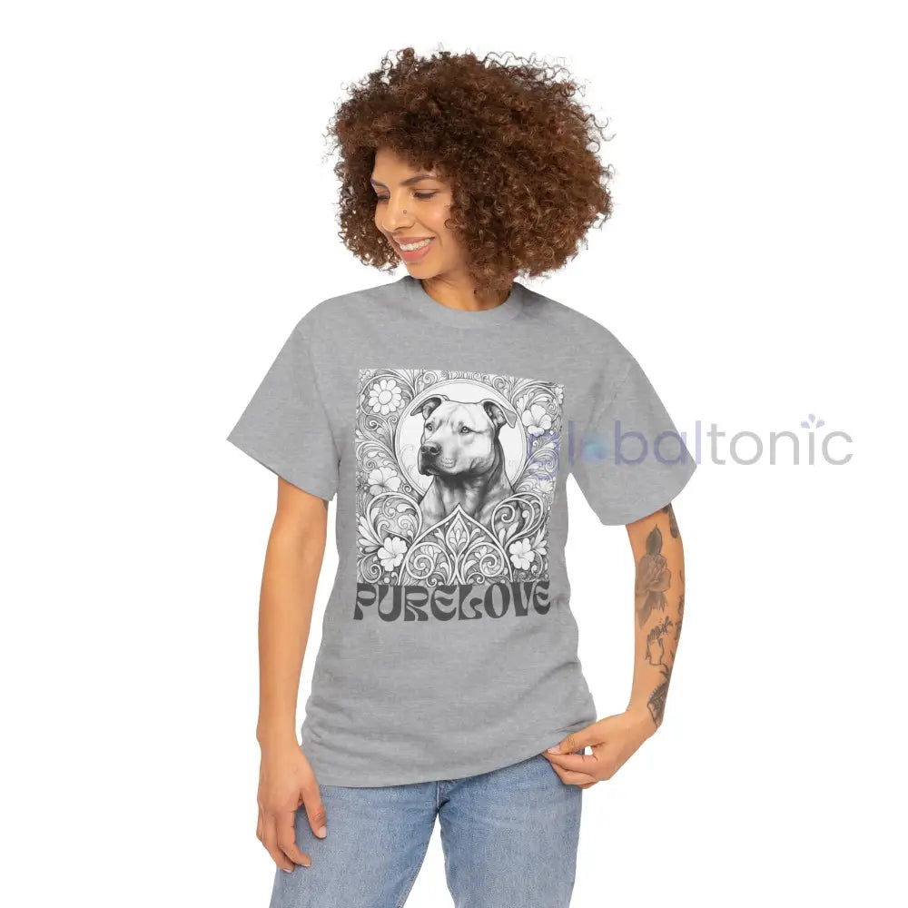 Staffy (Staffordshire) Brindle Bull Terrier Vintage Unisex Cotton Tee for Dog Lovers (Black & White) T-Shirt