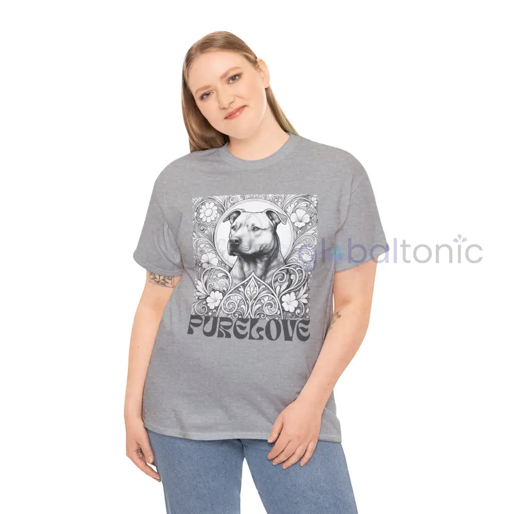 Staffy (Staffordshire) Brindle Bull Terrier Vintage Unisex Cotton Tee for Dog Lovers (Black & White) T-Shirt