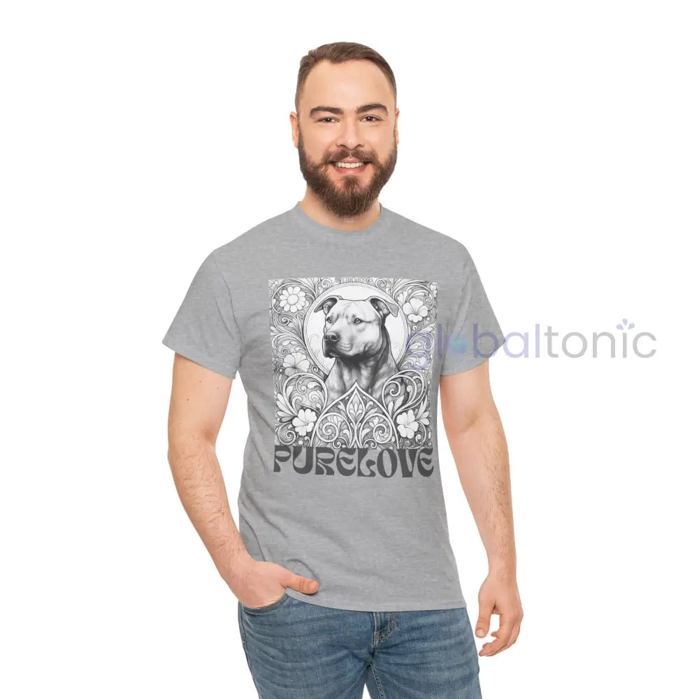 Staffy (Staffordshire) Brindle Bull Terrier Vintage Unisex Cotton Tee for Dog Lovers (Black & White) T-Shirt
