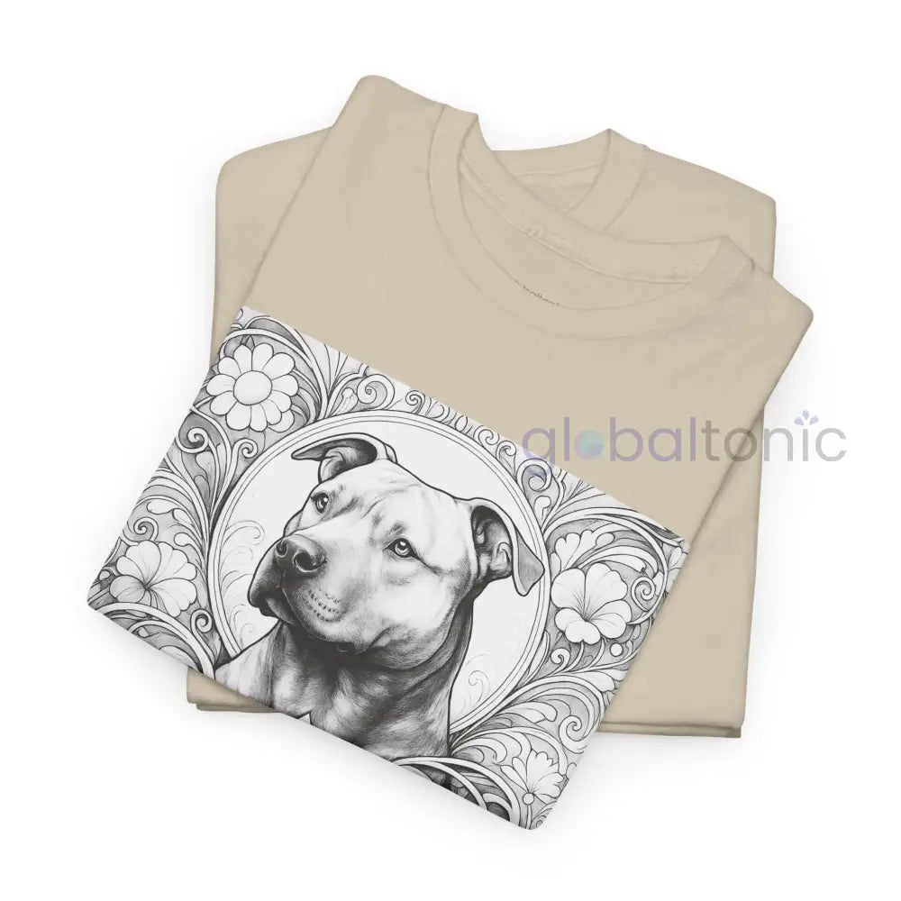 Staffy (Staffordshire) Brindle Bull Terrier Vintage Unisex Cotton Tee for Dog Lovers (Black & White) T-Shirt