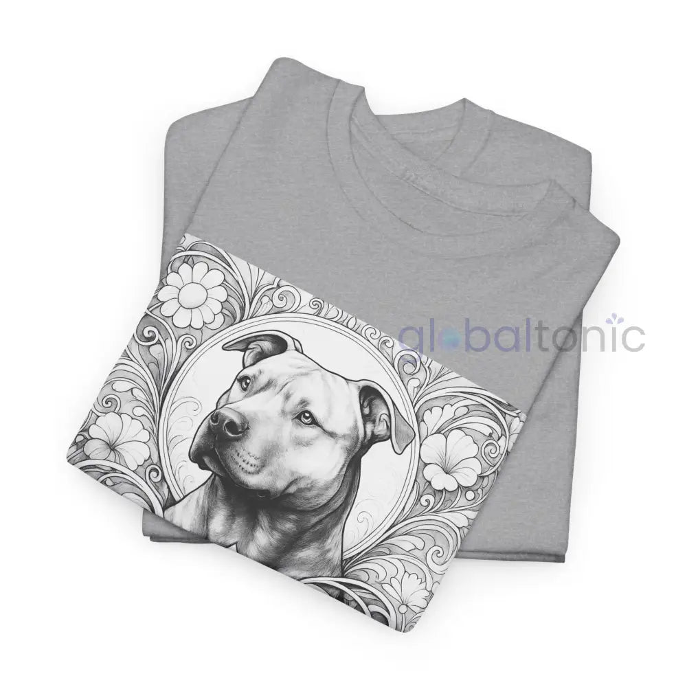 Staffy (Staffordshire) Brindle Bull Terrier Vintage Unisex Cotton Tee for Dog Lovers (Black & White) T-Shirt
