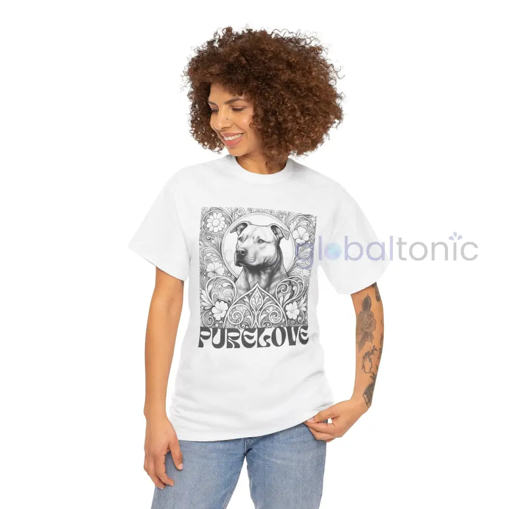 Staffy (Staffordshire) Brindle Bull Terrier Vintage Unisex Cotton Tee for Dog Lovers (Black & White) T-Shirt