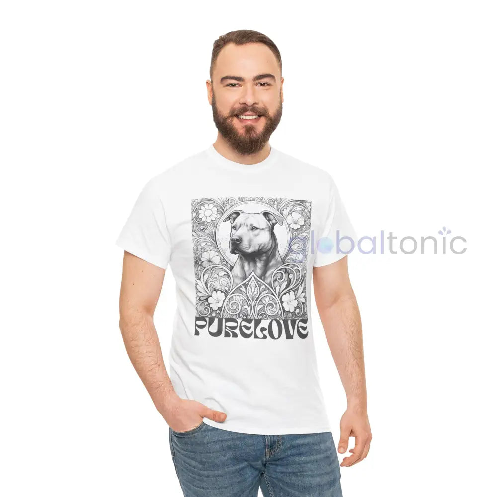 Staffy (Staffordshire) Brindle Bull Terrier Vintage Unisex Cotton Tee for Dog Lovers (Black & White) T-Shirt
