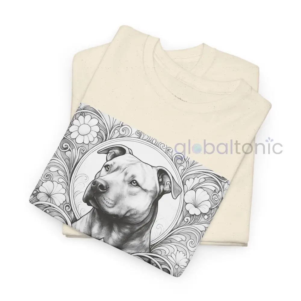 Staffy (Staffordshire) Brindle Bull Terrier Vintage Unisex Cotton Tee for Dog Lovers (Black & White) T-Shirt