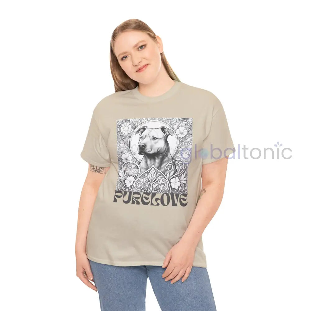 Staffy (Staffordshire) Brindle Bull Terrier Vintage Unisex Cotton Tee for Dog Lovers (Black & White) T-Shirt