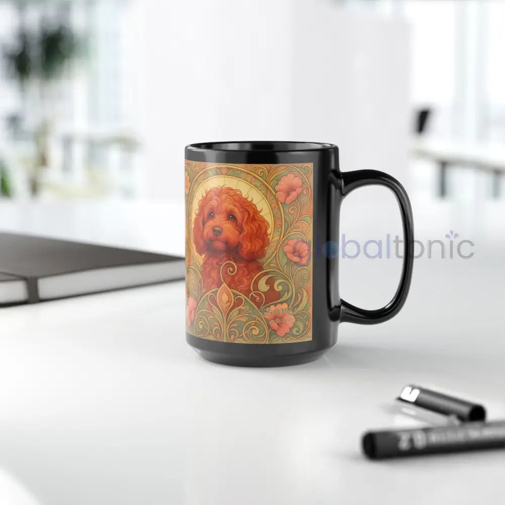 Strawberry Cavapoo (Cavoodle) Dog Lover Black Mug – Vintage Pet Themed Cup for Gifts & Home Decor Mug