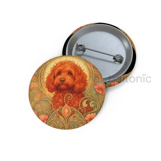 Strawberry Cavapoo (Cavoodle) Dog Pin Button - Vintage Design Gift for Dog Lovers & Pet Owners 1.25’’ Accessories