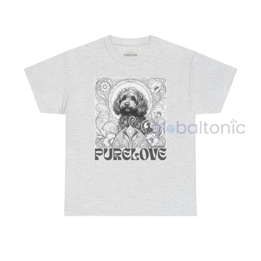 Strawberry Cavapoo (Cavoodle) Vintage Unisex Cotton Tee for Dog Lovers (Black & White) Ash / S T-Shirt