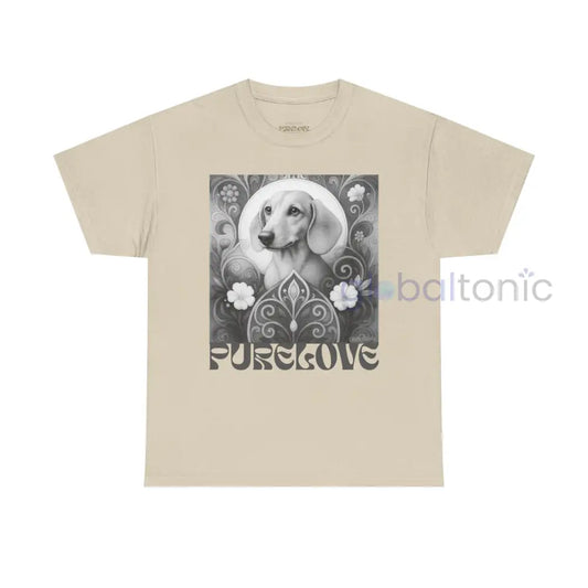 Tan Dachshund Shorthair Vintage Unisex Cotton Tee for Dog Lovers (Black & White) Sand / S T-Shirt