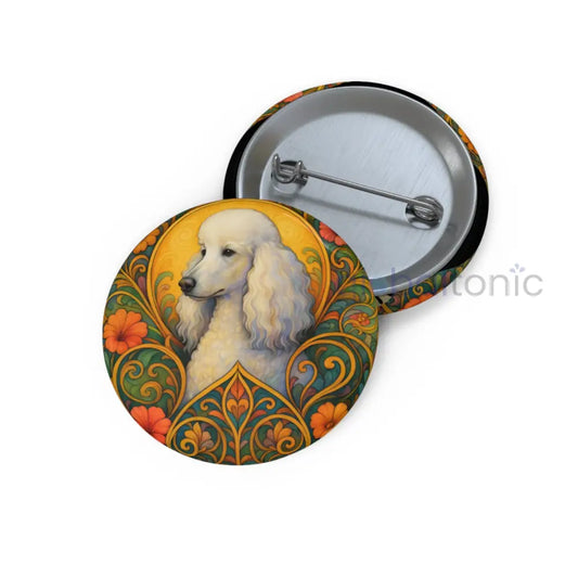 White Poodle Dog Pin Button - Vintage Design Gift for Dog Lovers & Pet Owners 1.25’’ Accessories