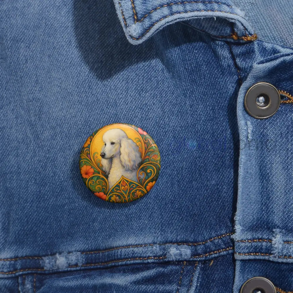 White Poodle Dog Pin Button - Vintage Design Gift for Dog Lovers & Pet Owners Accessories