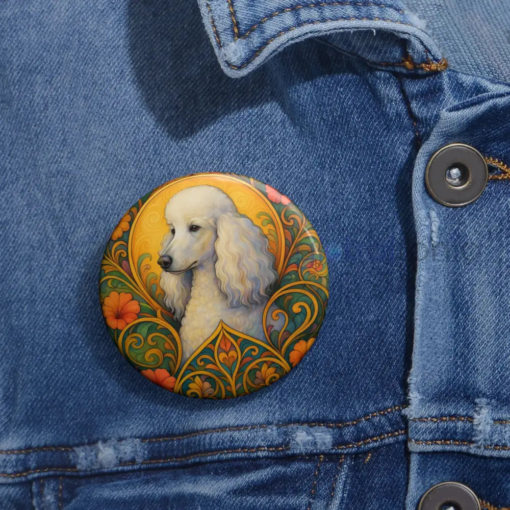 White Poodle Dog Pin Button - Vintage Design Gift for Dog Lovers & Pet Owners Accessories
