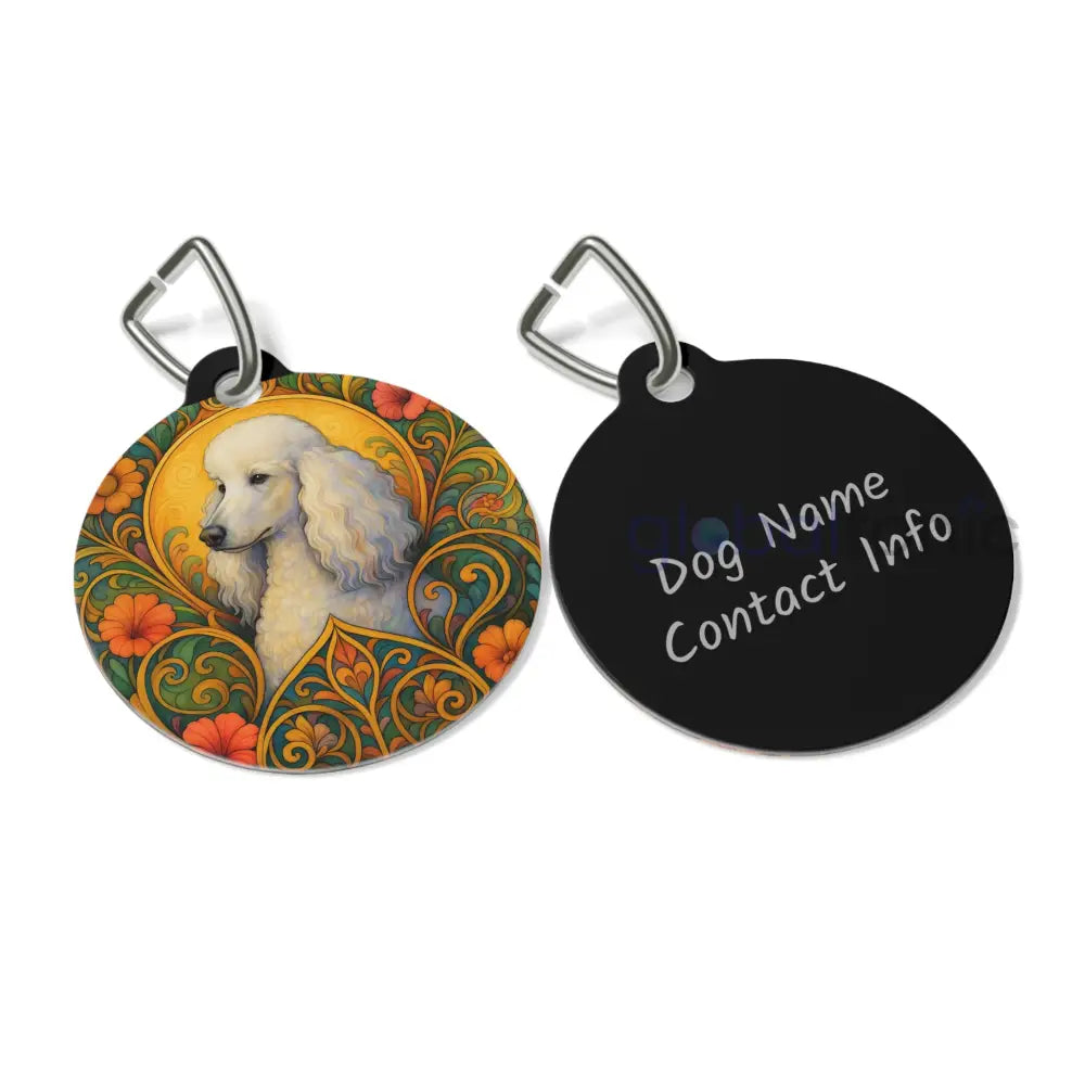 White Poodle Dog Tag - Vintage Design Gift for Dog Lovers & Pet Owners 1’’ Pets