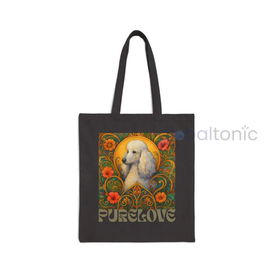 White Poodle Vintage Dog Lovers Cotton Canvas Tote Bag - Unique Artistic Durable Black / 15’’ x 16’’ Bags