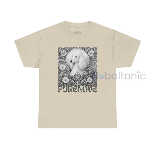 White Poodle Vintage Unisex Cotton Tee for Dog Lovers (Black & White) Sand / S T-Shirt