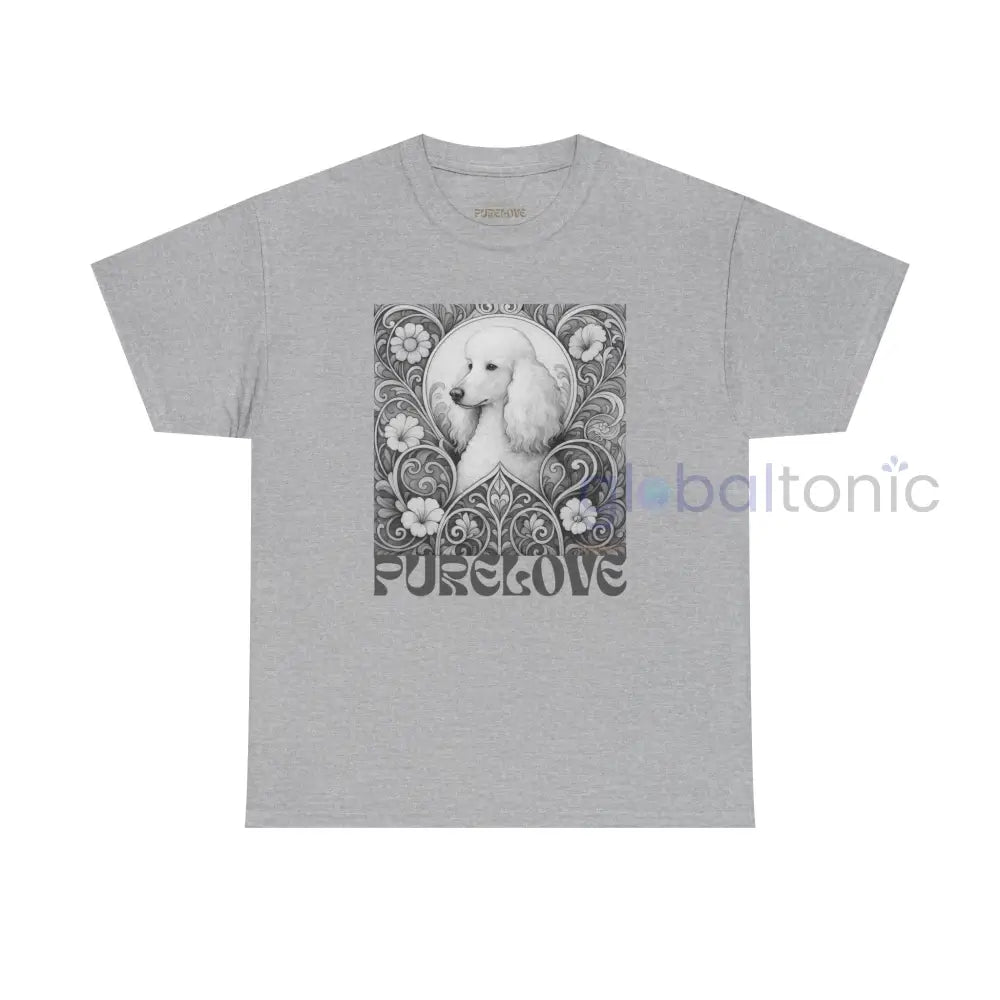 White Poodle Vintage Unisex Cotton Tee for Dog Lovers (Black & White) Sport Grey / S T-Shirt