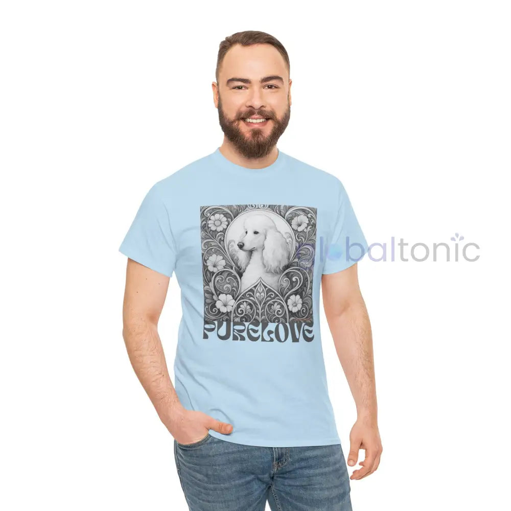 White Poodle Vintage Unisex Cotton Tee for Dog Lovers (Black & White) T-Shirt
