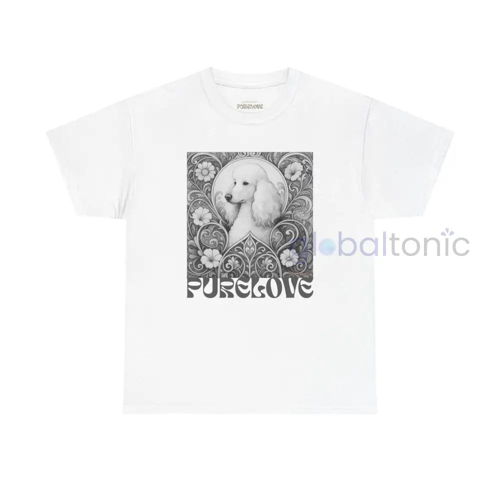 White Poodle Vintage Unisex Cotton Tee for Dog Lovers (Black & White) T-Shirt