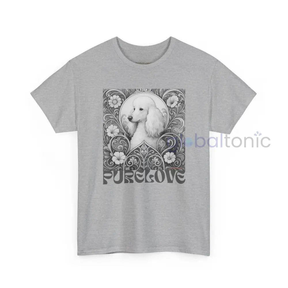White Poodle Vintage Unisex Cotton Tee for Dog Lovers (Black & White) T-Shirt