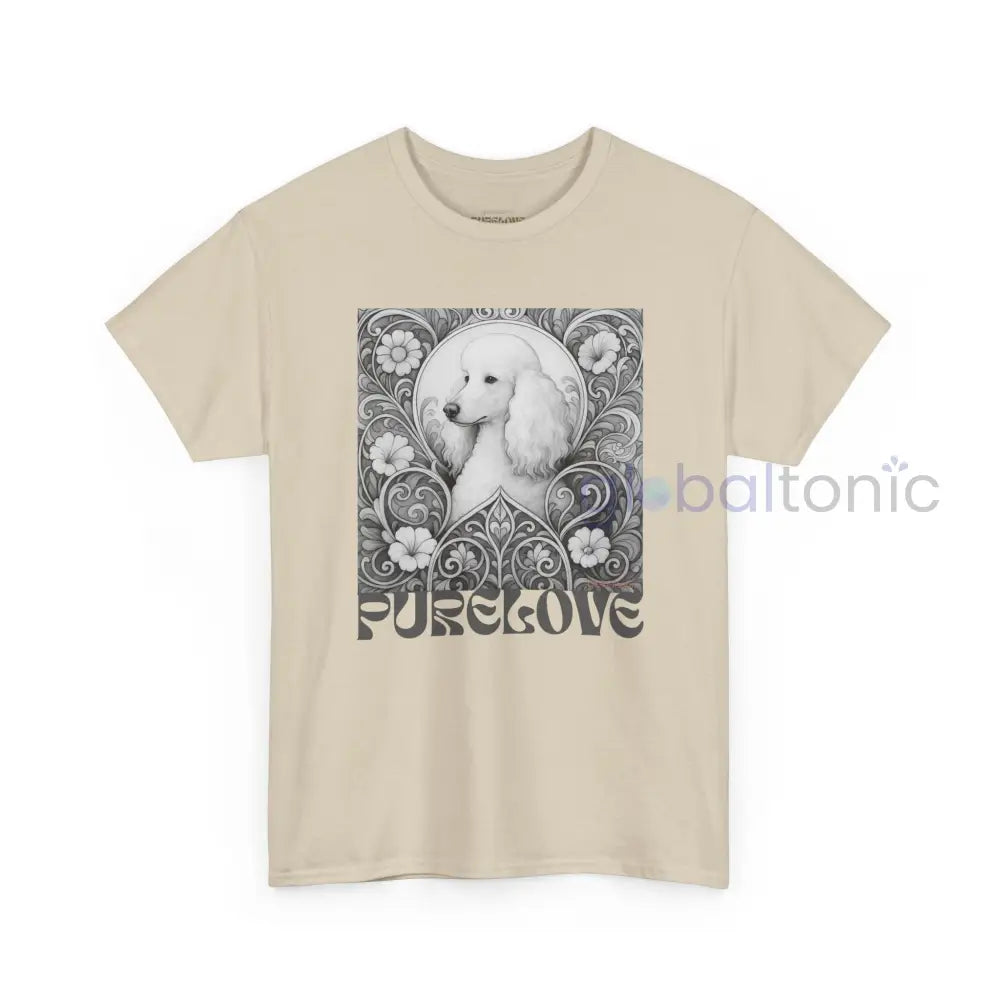 White Poodle Vintage Unisex Cotton Tee for Dog Lovers (Black & White) T-Shirt