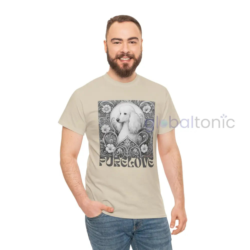 White Poodle Vintage Unisex Cotton Tee for Dog Lovers (Black & White) T-Shirt