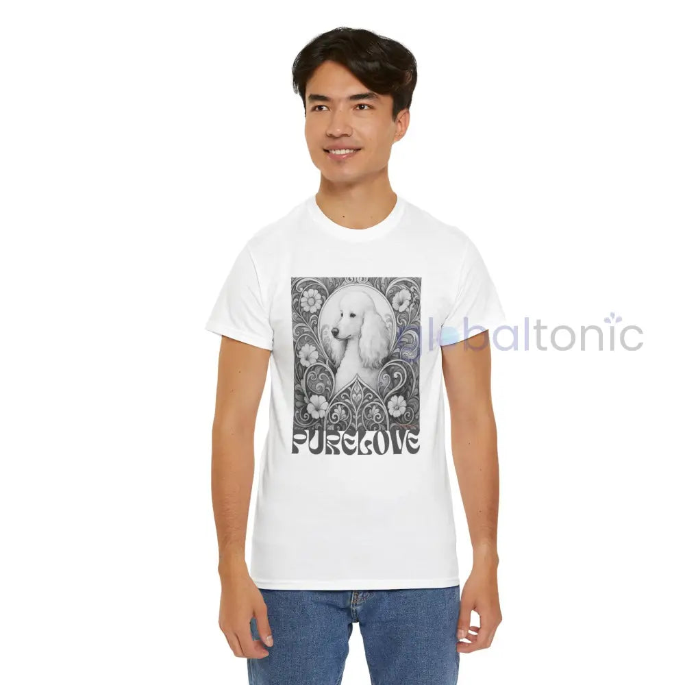 White Poodle Vintage Unisex Cotton Tee for Dog Lovers (Black & White) T-Shirt