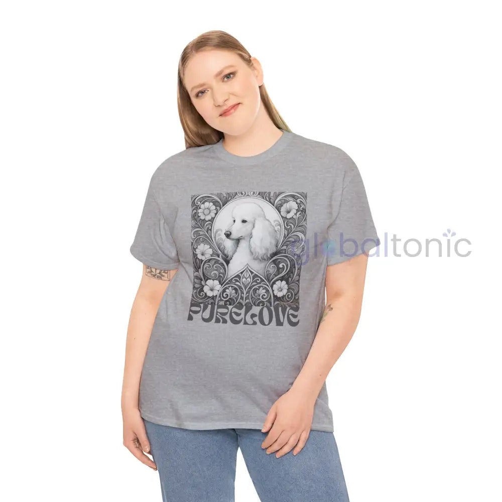 White Poodle Vintage Unisex Cotton Tee for Dog Lovers (Black & White) T-Shirt