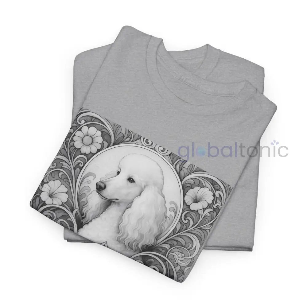 White Poodle Vintage Unisex Cotton Tee for Dog Lovers (Black & White) T-Shirt