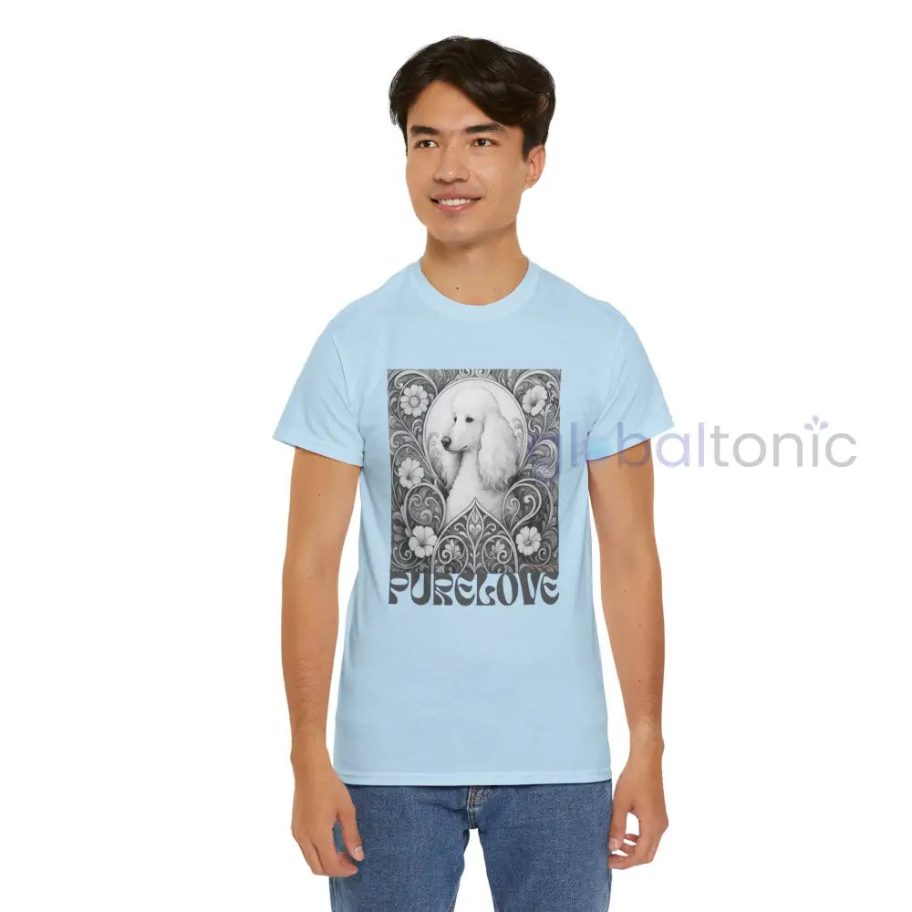 White Poodle Vintage Unisex Cotton Tee for Dog Lovers (Black & White) T-Shirt