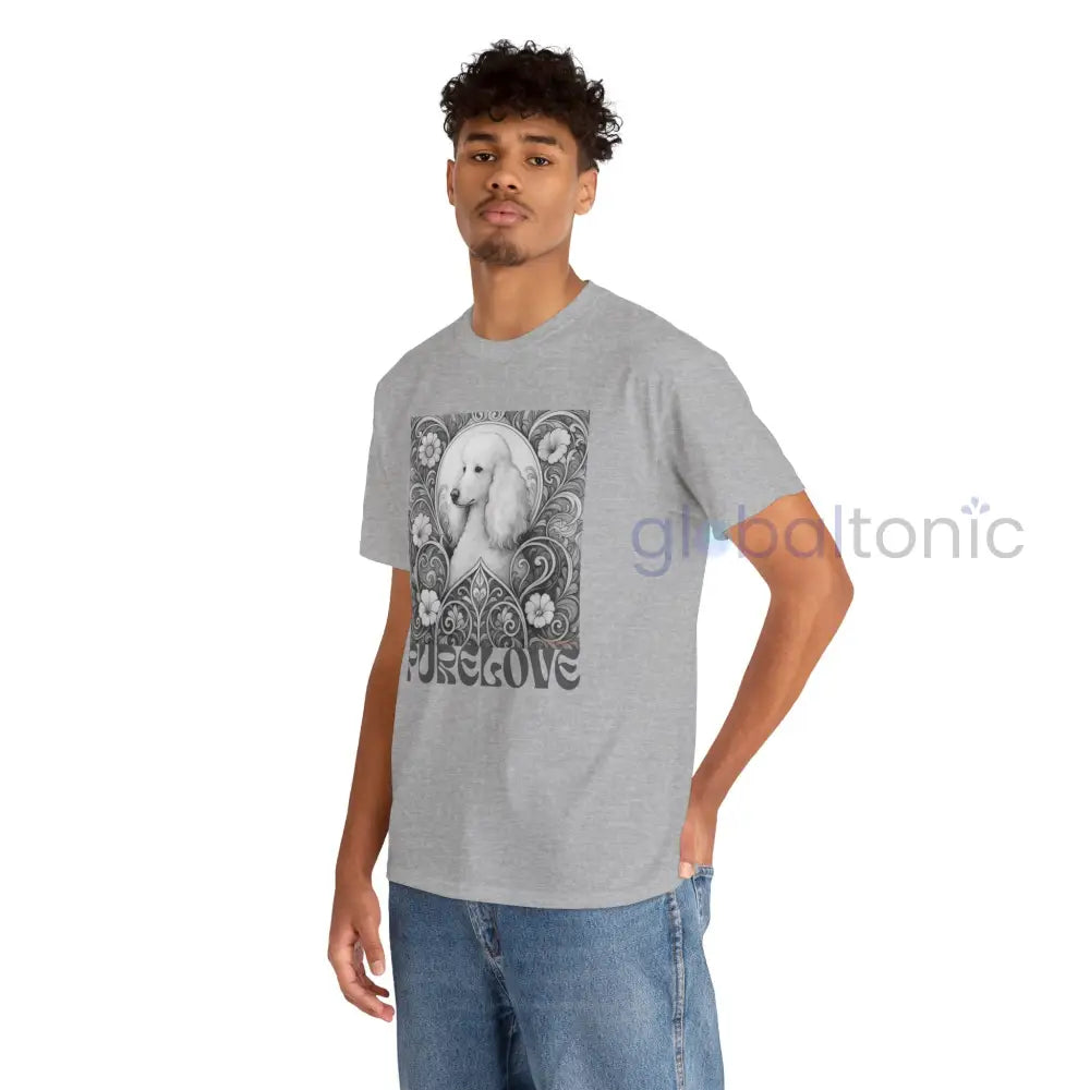 White Poodle Vintage Unisex Cotton Tee for Dog Lovers (Black & White) T-Shirt
