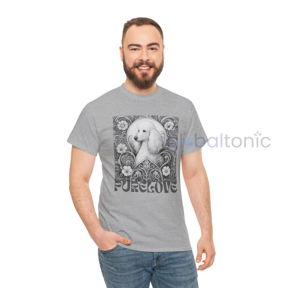 White Poodle Vintage Unisex Cotton Tee for Dog Lovers (Black & White) T-Shirt