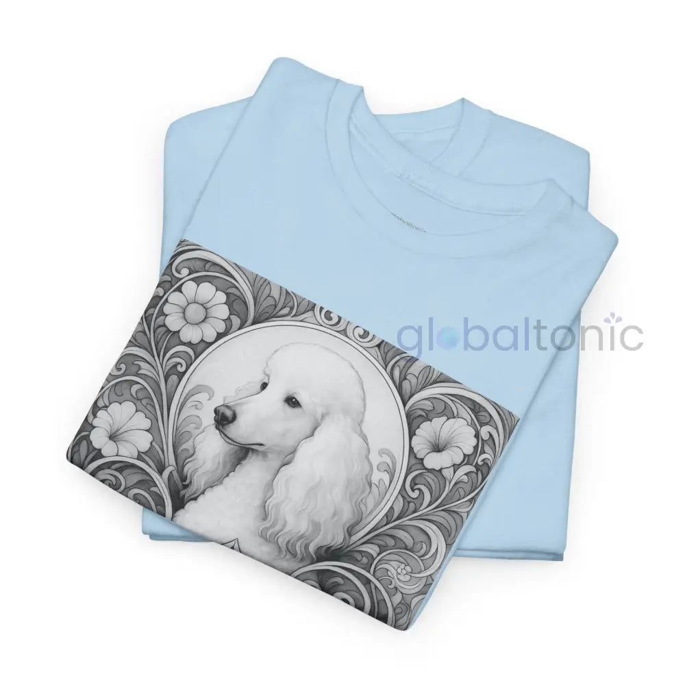 White Poodle Vintage Unisex Cotton Tee for Dog Lovers (Black & White) T-Shirt