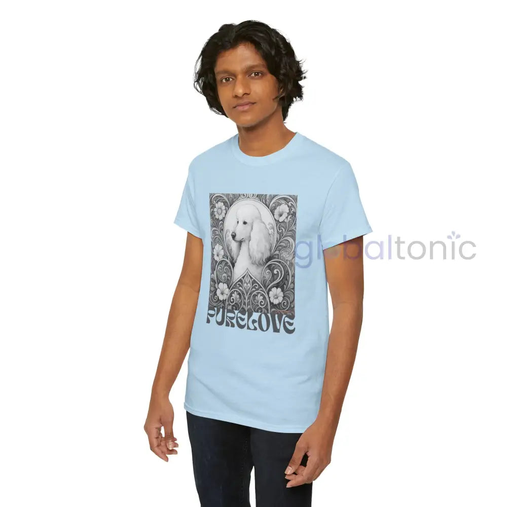 White Poodle Vintage Unisex Cotton Tee for Dog Lovers (Black & White) T-Shirt