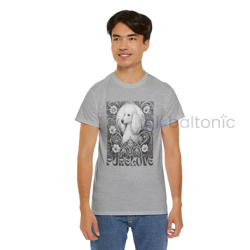 White Poodle Vintage Unisex Cotton Tee for Dog Lovers (Black & White) T-Shirt