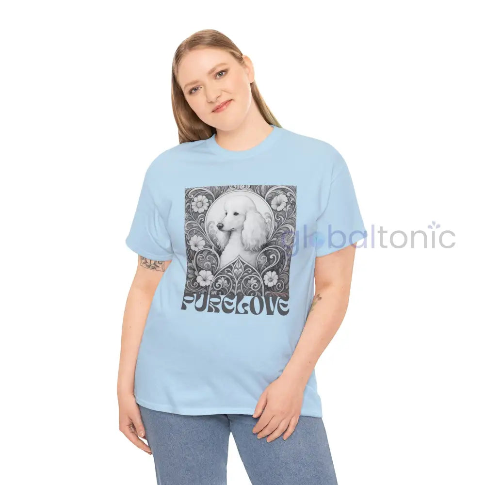 White Poodle Vintage Unisex Cotton Tee for Dog Lovers (Black & White) T-Shirt
