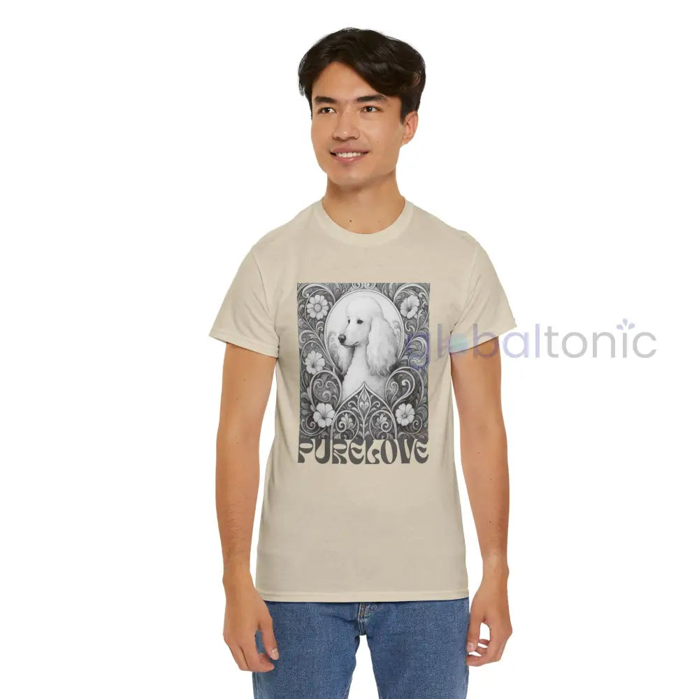 White Poodle Vintage Unisex Cotton Tee for Dog Lovers (Black & White) T-Shirt