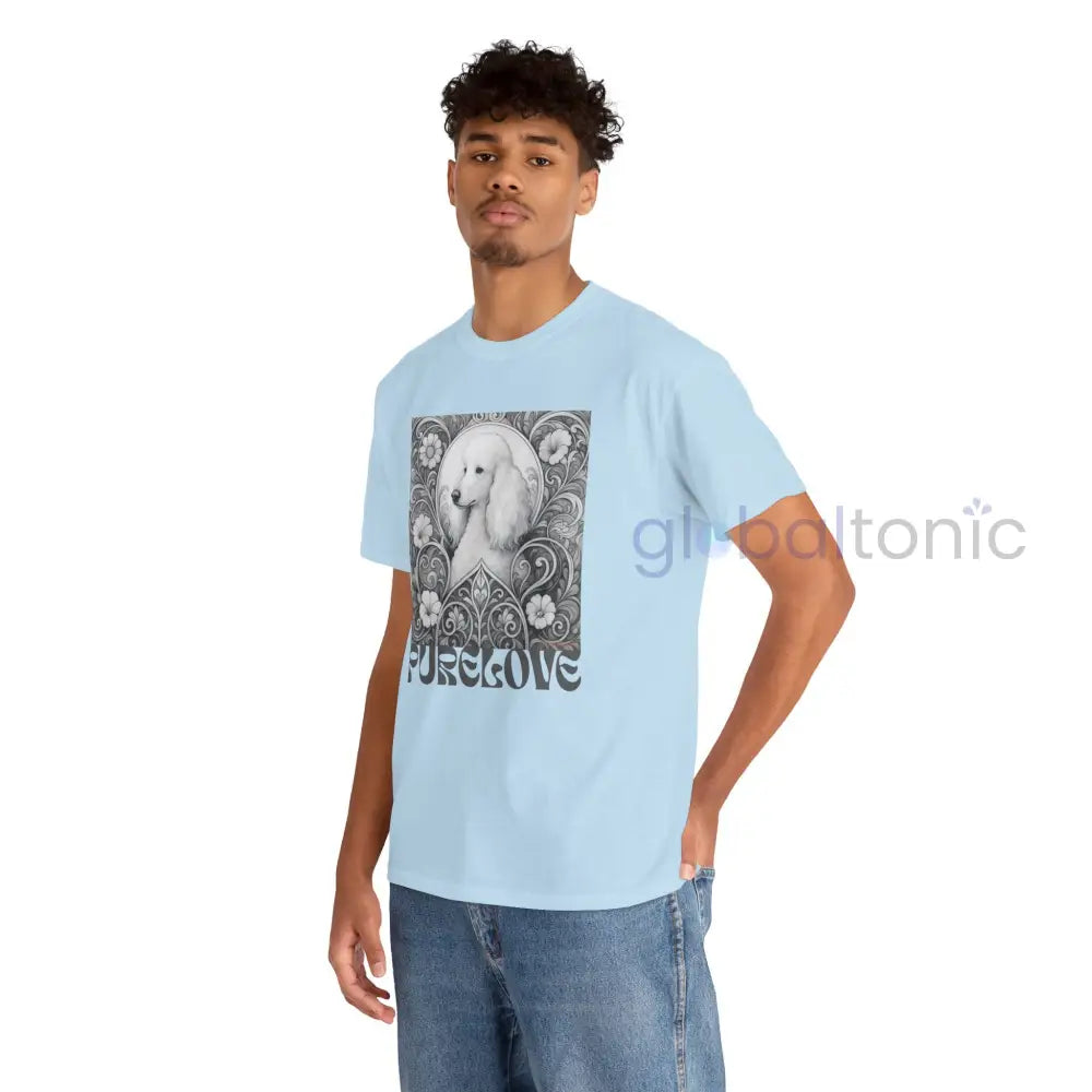 White Poodle Vintage Unisex Cotton Tee for Dog Lovers (Black & White) T-Shirt