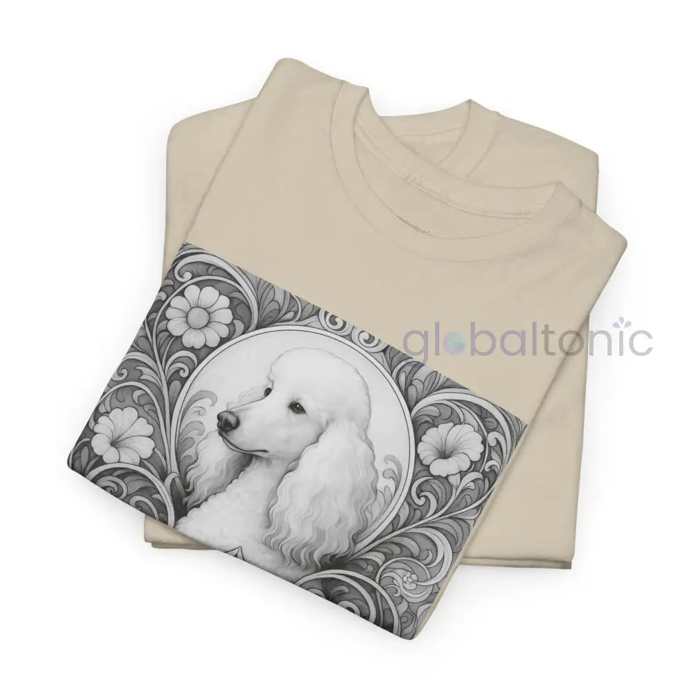 White Poodle Vintage Unisex Cotton Tee for Dog Lovers (Black & White) T-Shirt