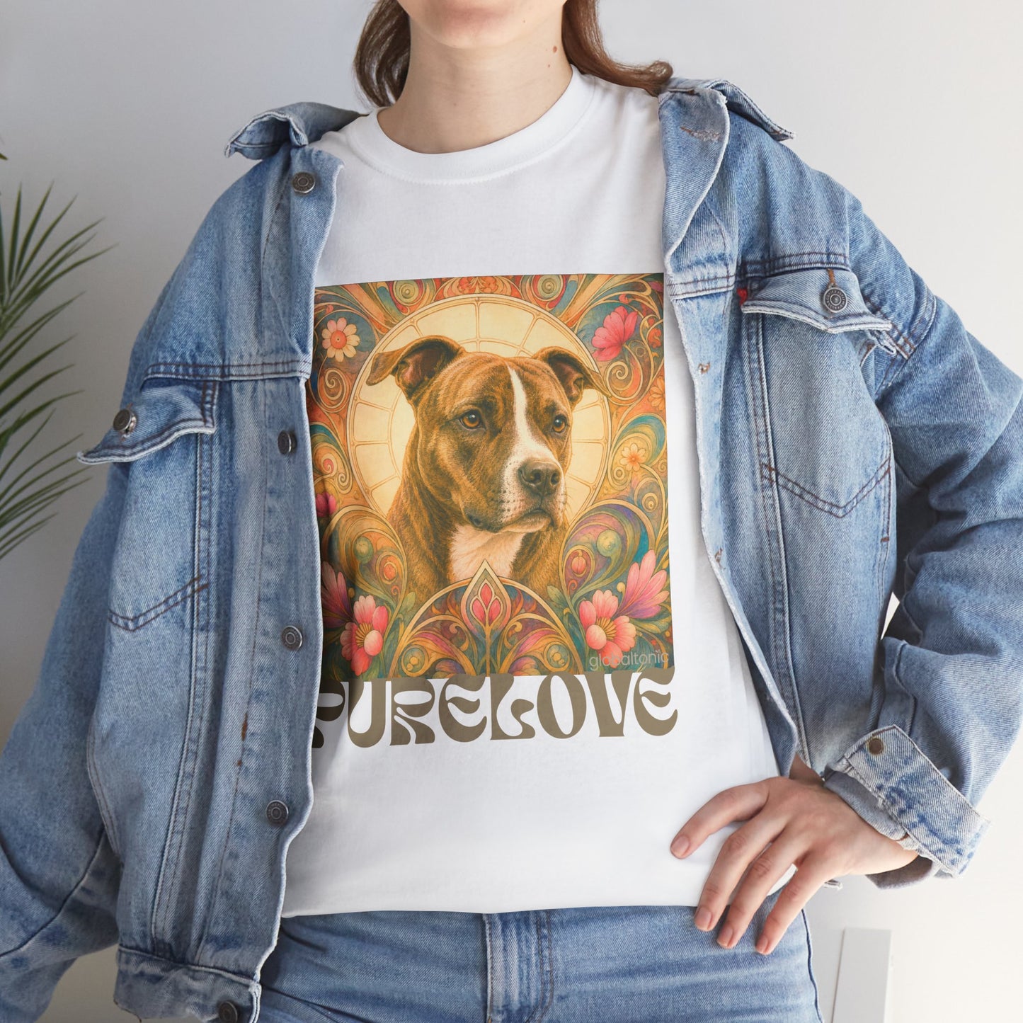 Staffy (Coco) Bull Terrier Vintage Unisex Cotton Tee for Dog Lovers