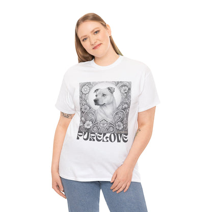 Staffy Tan Vintage Graphic T-Shirt – Unisex Cotton Tee for Dog Lovers (Black & White)