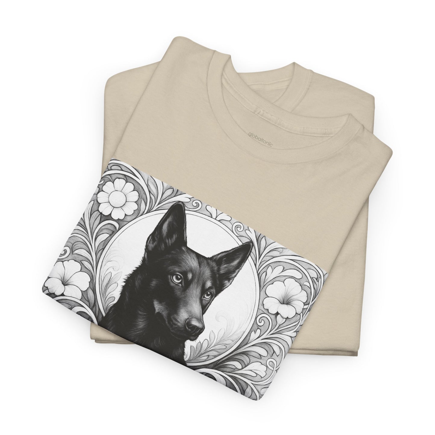 Kelpie Black Vintage Unisex Cotton Tee for Dog Lovers (Black & White)