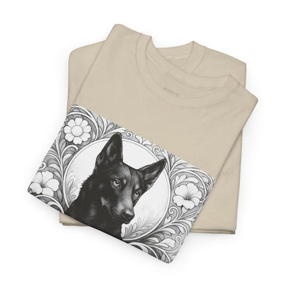 Kelpie Black Vintage Unisex Cotton Tee for Dog Lovers (Black & White)