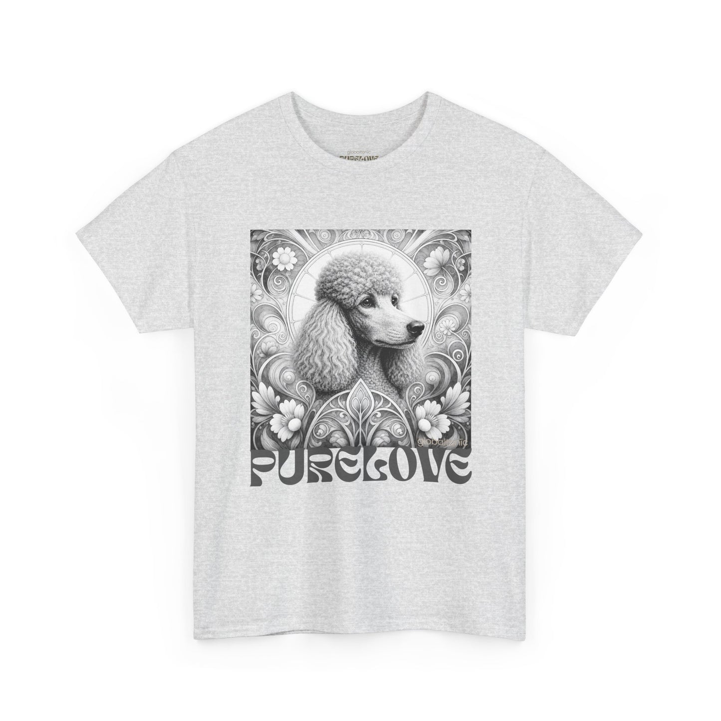Poodle Grey Vintage Unisex Cotton Tee for Dog Lovers (Black & White)
