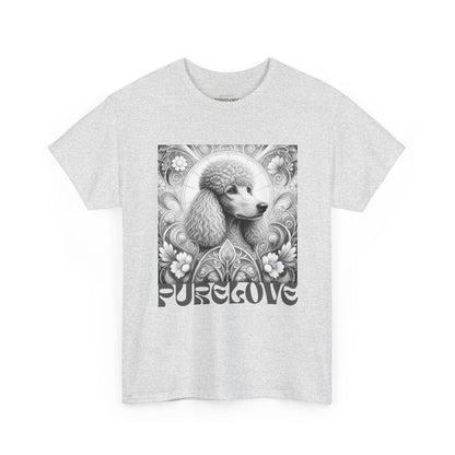 Poodle Grey Vintage Unisex Cotton Tee for Dog Lovers (Black & White)