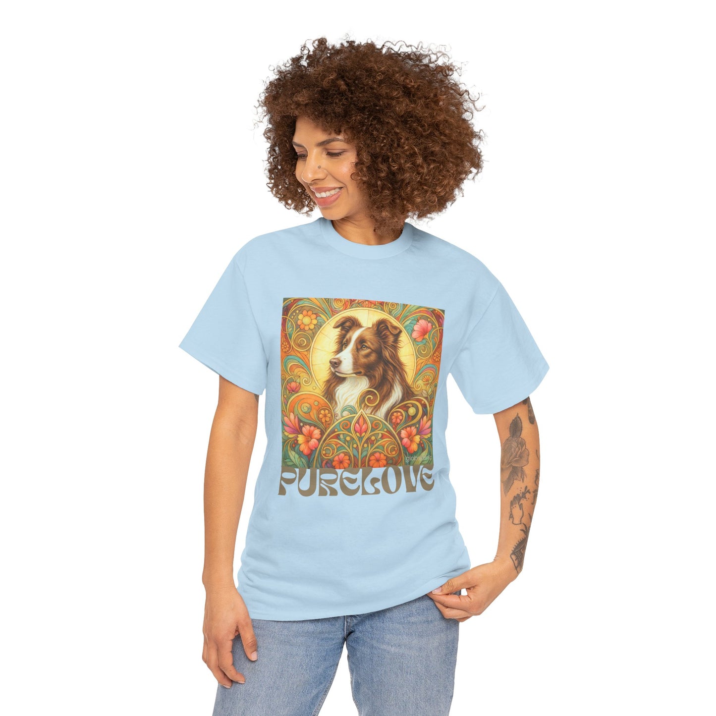 Border Collie (Chocolate & White) Vintage Graphic T-Shirt – Unisex Cotton Tee for Dog Lovers