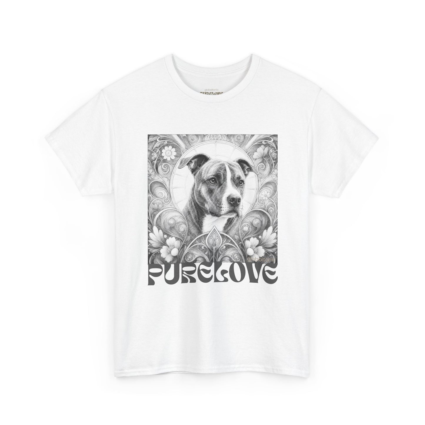 Staffy (Coco) Bull Terrier Vintage Unisex Cotton Tee for Dog Lovers (Black & White)