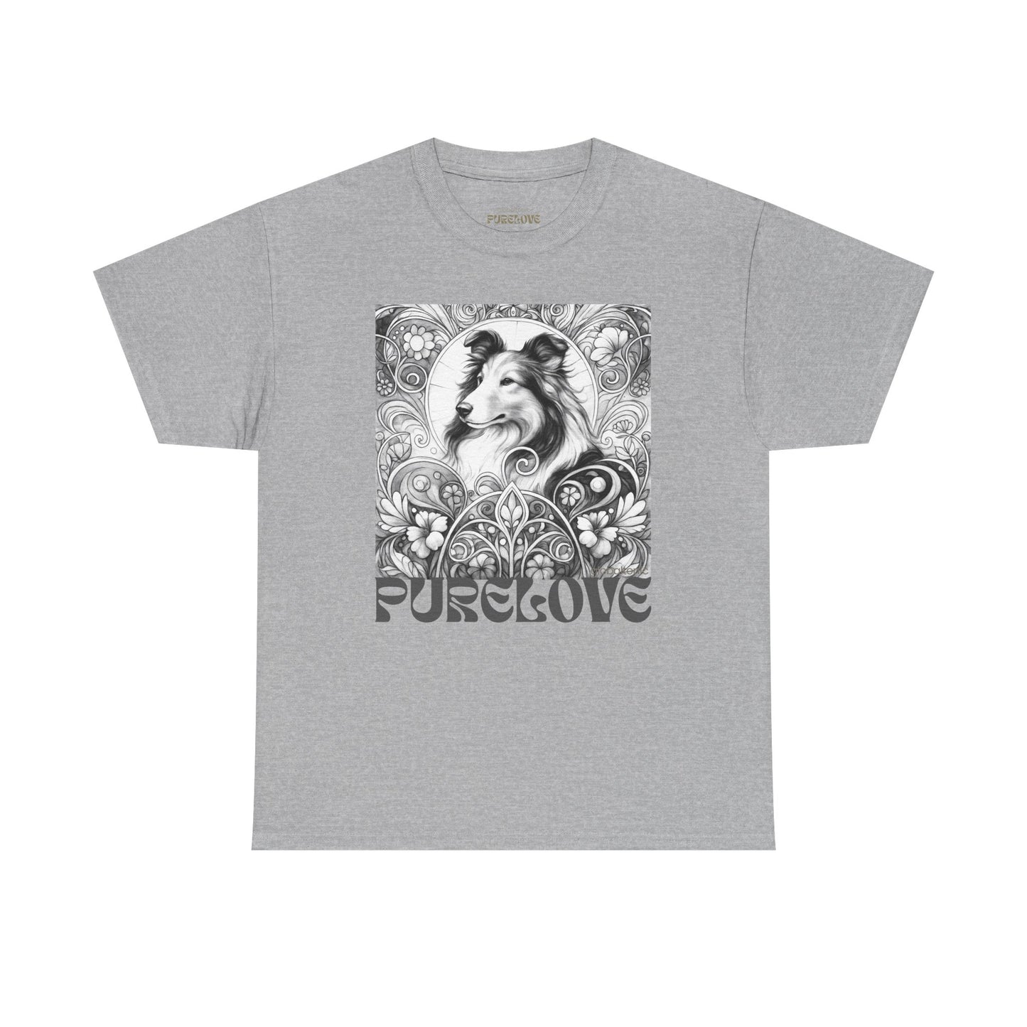 Collie Vintage Unisex Cotton Tee for Dog Lovers (Black & White)