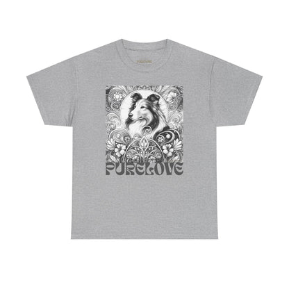 Collie Vintage Unisex Cotton Tee for Dog Lovers (Black & White)