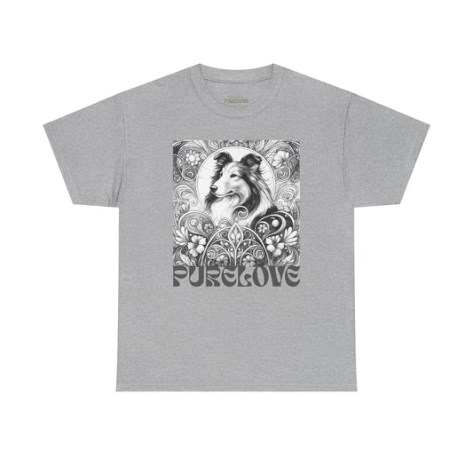 Collie Vintage Unisex Cotton Tee for Dog Lovers (Black & White)