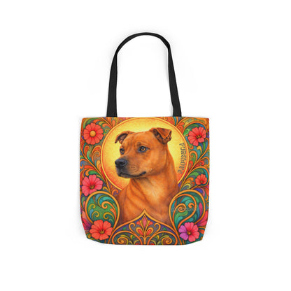 Staffy Tan All-Over Print Canvas Tote Bag – Colourful Artistic Dog Lover Gift